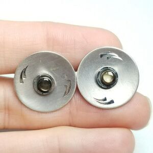 Vintage P.R.K Sterling Silver Round Cufflinks, Bullet Back, Mid Century Style